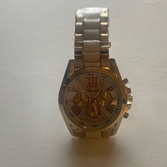 Men's Two-Tone Gold Watch White Dial Luxury Dress Style Quartz Movement - Picture 7 of 7